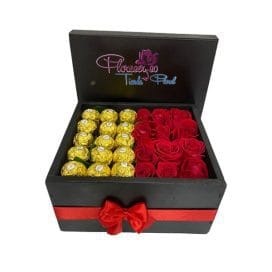 Caja Madera en Rosas con Chocolates 03