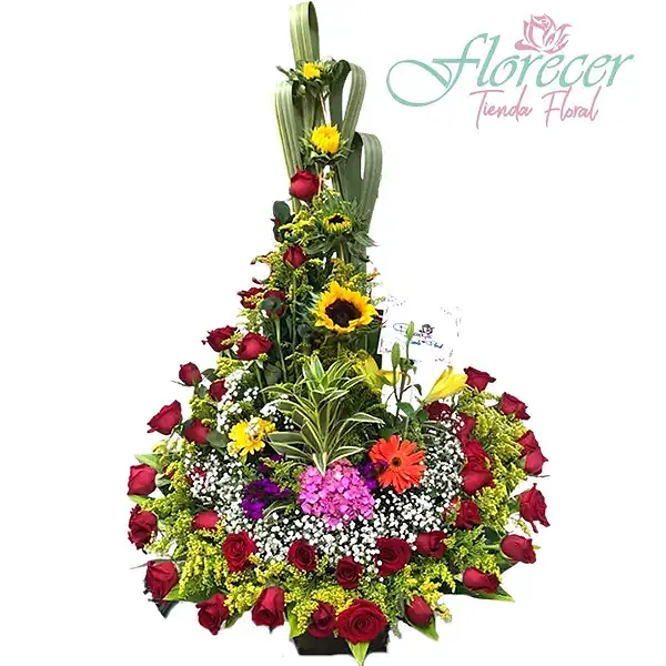 Arreglo Floral Caracol en Girasoles y Rosas 102