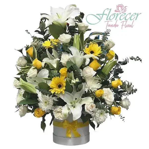 Caja Redonda Floral Variedad de Flores 107